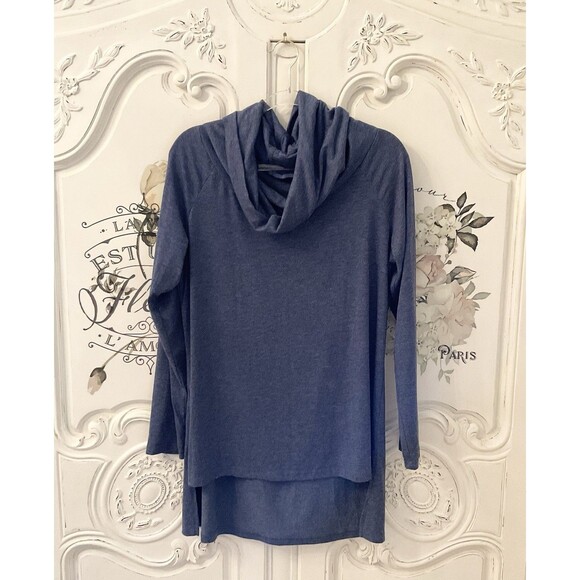 Tunic Women's L Heather Blue High Low Off the Shoulder Long Sleeve Casual - Picture 2 of 9